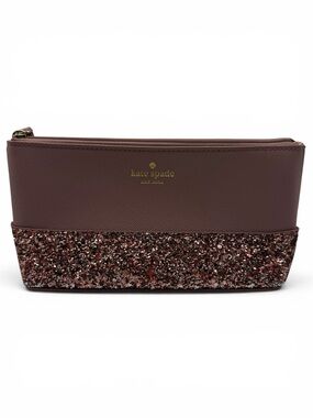 kate spade Plum Glitter-Trim Cosmetic Pouch